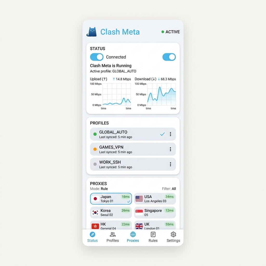 Clash Meta Android 界面示意图