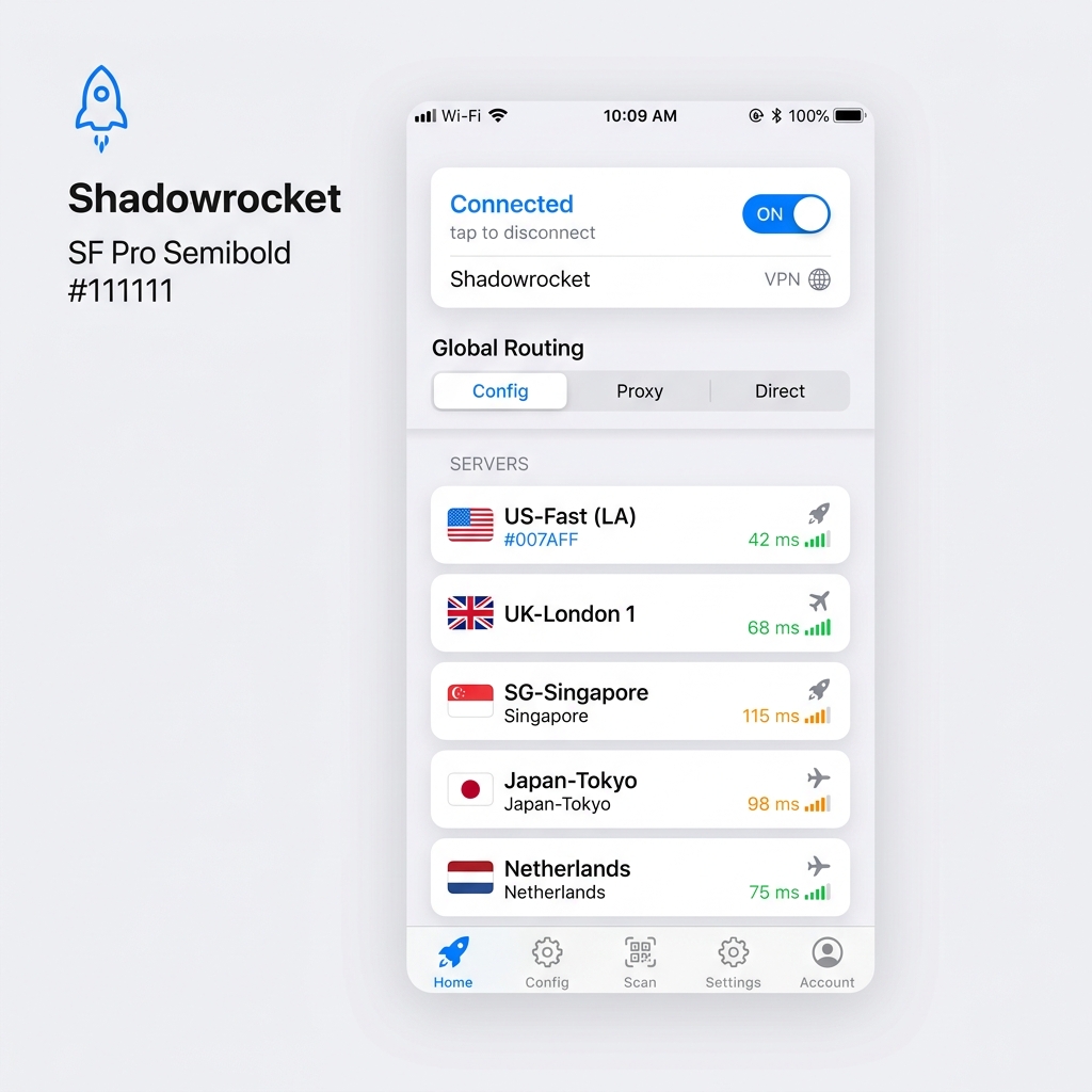Shadowrocket 小火箭界面示意图